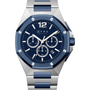 AFRA Men’s Stainless Steel Watch – Model AF-43050SB | JS25 Edition, Brass Dial, 10 ATM Waterproof