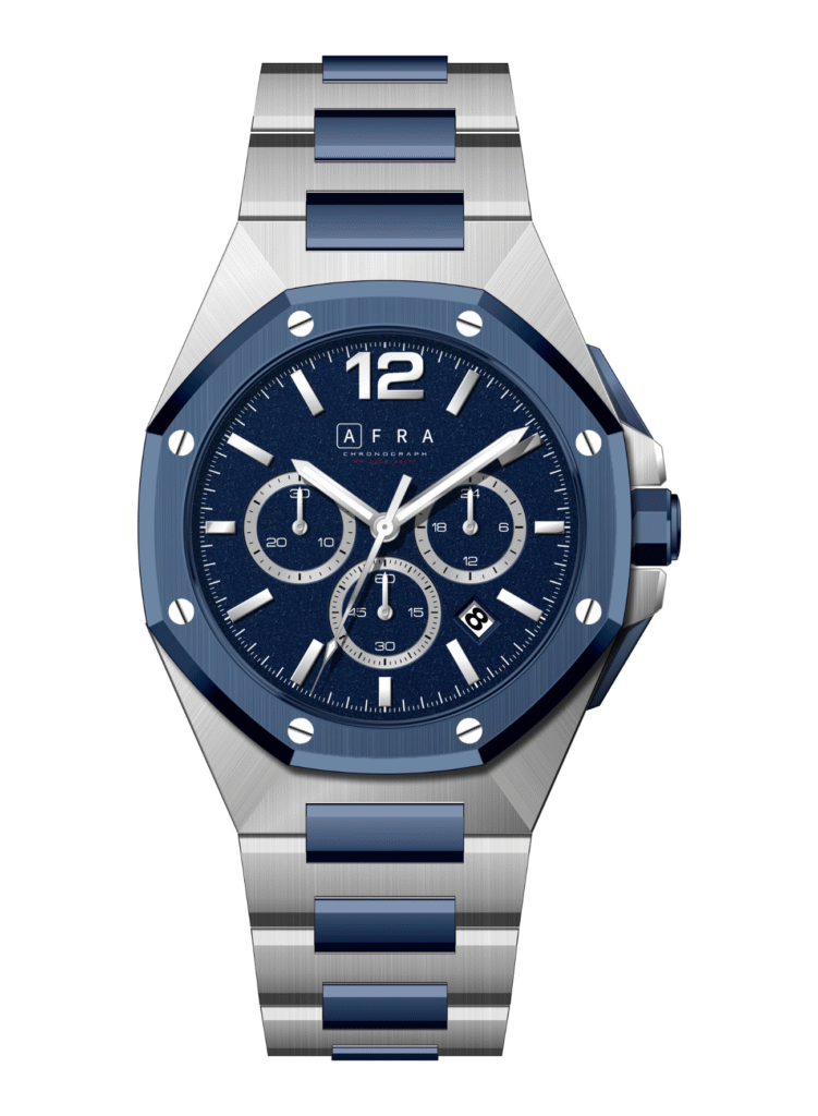 AFRA Men’s Stainless Steel Watch – Model AF-43050SB | JS25 Edition, Brass Dial, 10 ATM Waterproof