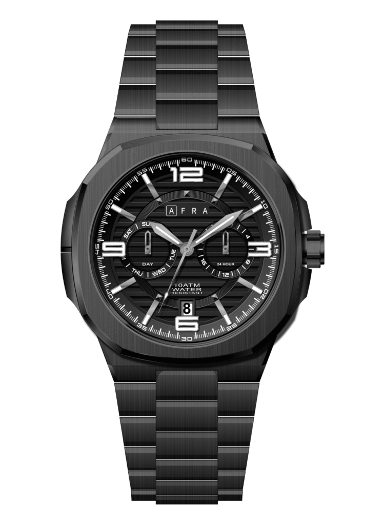 AFRA Men’s Stainless Steel Watch – Model AF-43059B | JP21 Edition, Brass Dial, 10 ATM Waterproof
