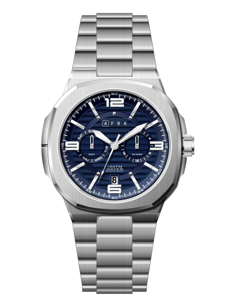 AFRA Men’s Stainless Steel Watch – Model AF-43059S | JP21 Edition, Brass Dial, 10 ATM Waterproof