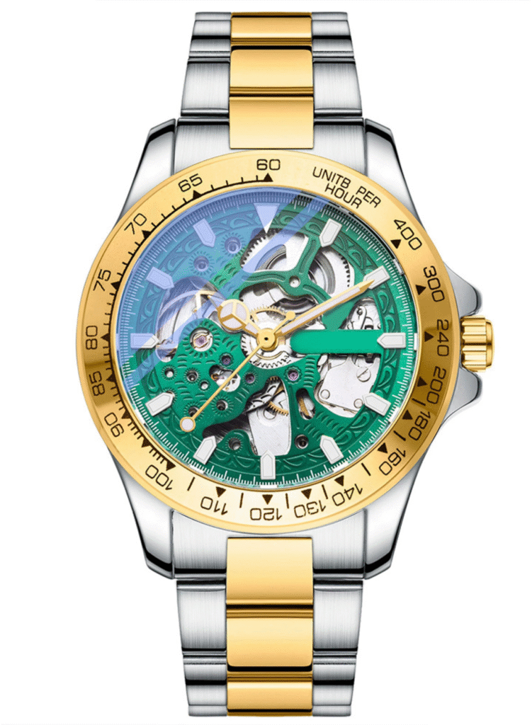 AFRA Men’s Stainless Steel Wrist Watch – AF-88081GG, Mechanical Movement, Alloy Zinc
