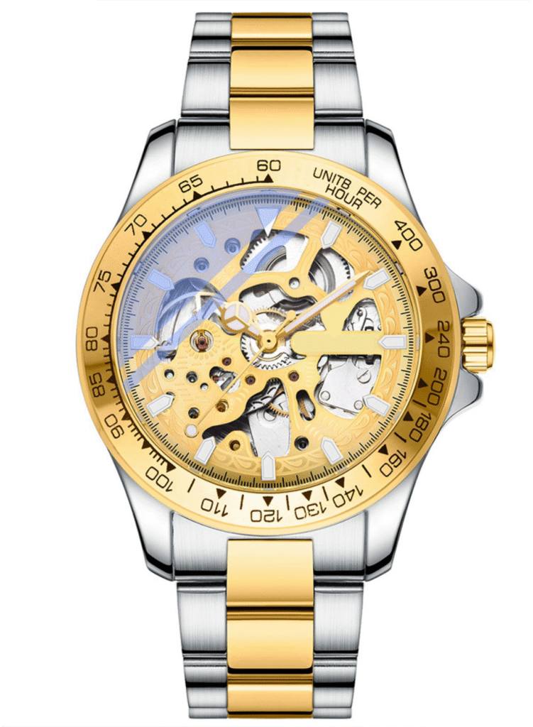 AFRA Men’s Stainless Steel Wrist Watch – AF-88081GW, Mechanical Movement, Alloy Zinc Case