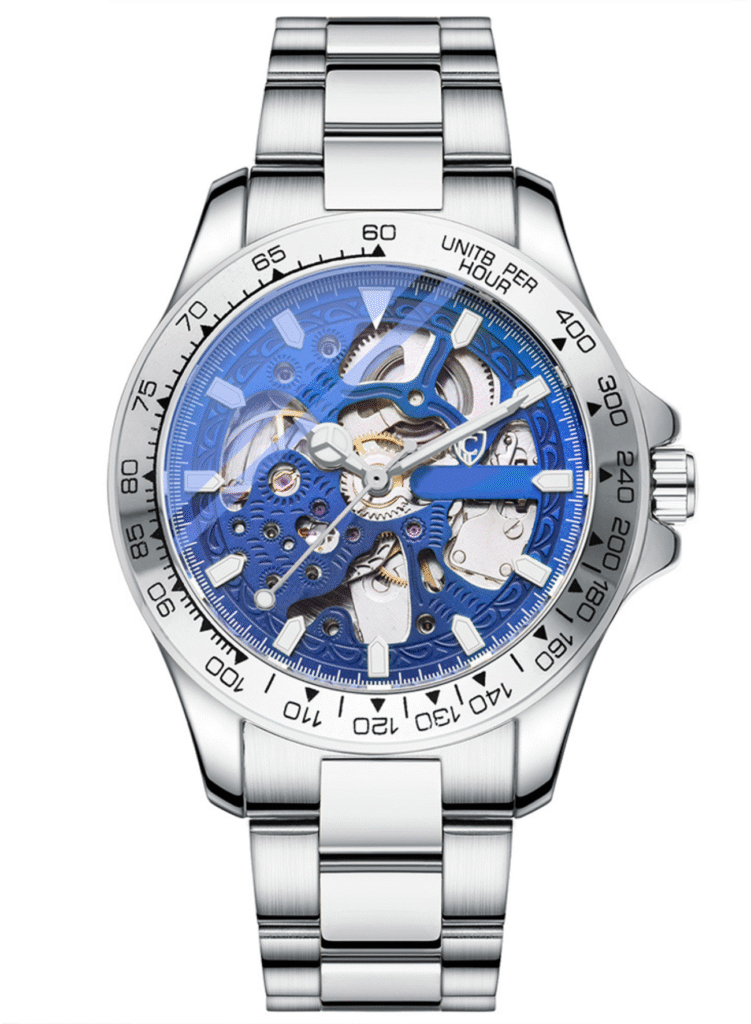 AFRA Men’s Stainless Steel Wrist Watch – AF-8808SB, Mechanical Movement, Alloy Zinc Case