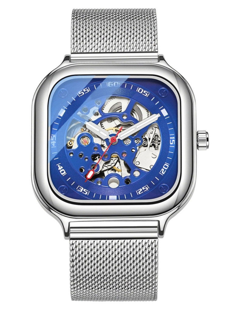 AFRA AF-8810BL Men’s Mechanical Watch – Stainless Mesh Band, Alloy Zinc Case.