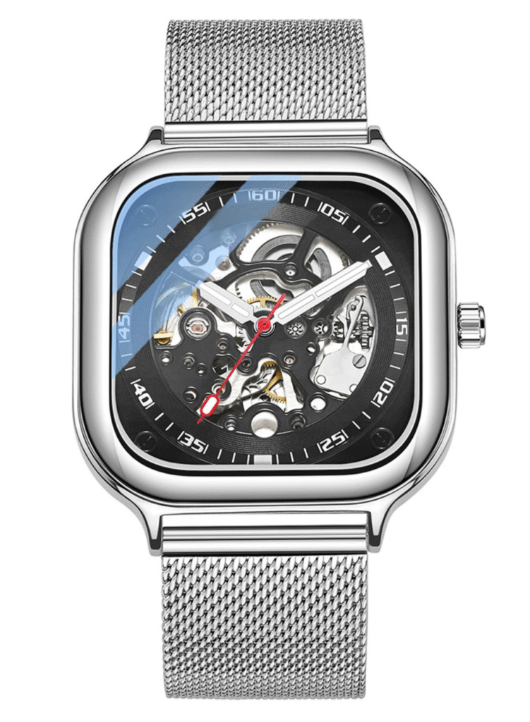 AFRA AF-8810GB Men’s Mechanical Mesh Band Watch – Alloy Zinc Case.