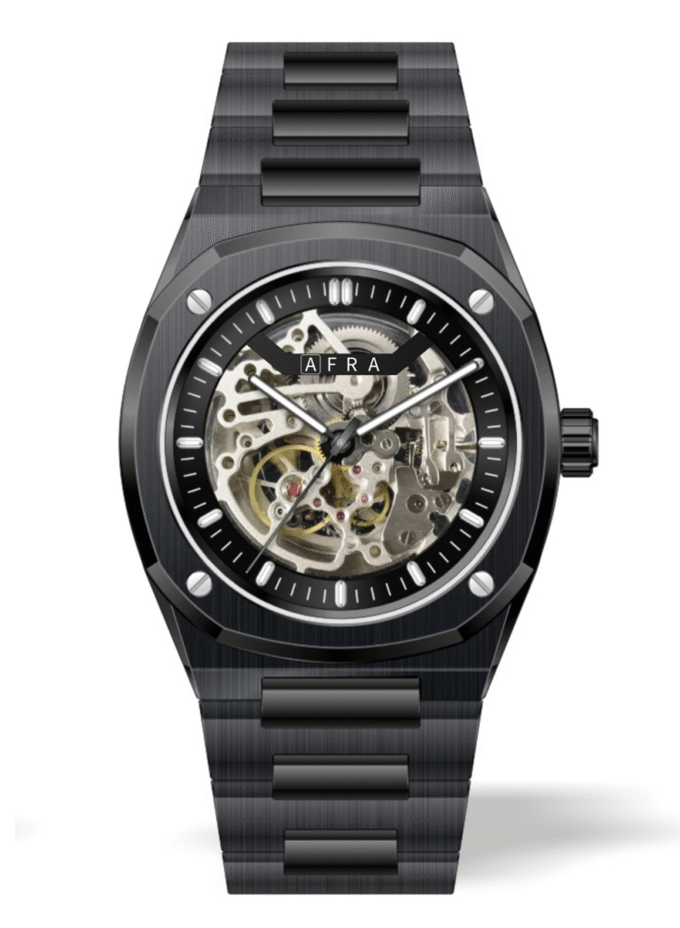 AFRA Men’s Stainless Steel Watch – Model AF-91093B | Seagull 2809, Brass Dial, 10 ATM Waterproof