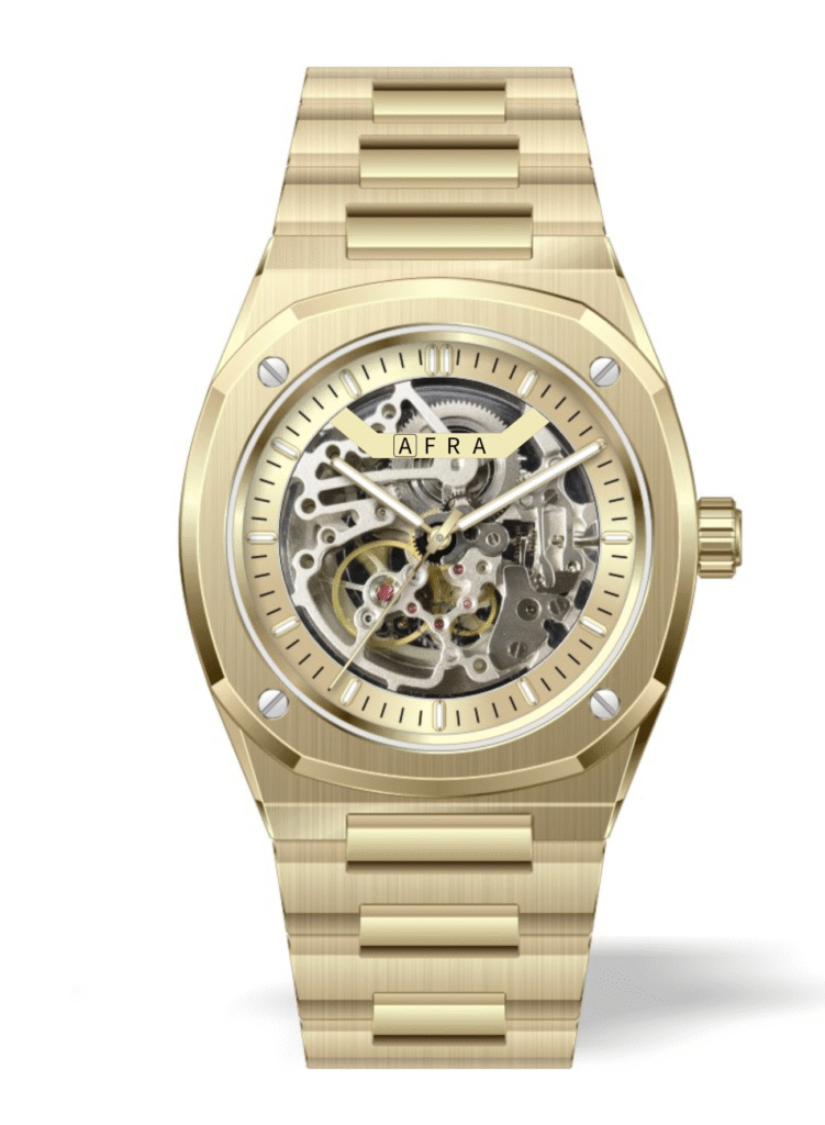 AFRA Men’s Stainless Steel Watch – Model AF-91093RS | Seagull 2809, Brass Dial, 10 ATM Waterproof