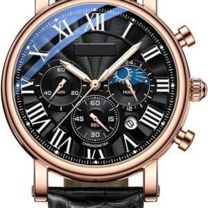 AFRA Men’s Leather Band Wrist Watch – AF-973B, Quartz Movement, Alloy Zinc Case