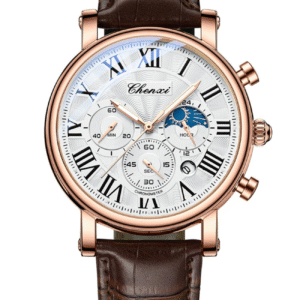 AFRA Men’s Leather Band Wrist Watch – AF-973BR, Quartz Movement, Alloy Zinc Case