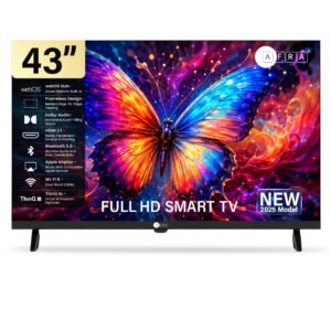 AFRA 43 Inch Full HD Frameless Smart LED TV with webOS Hub, A+ Grade DLED Panel, Netflix, YouTube, Prime Video, Bluetooth, Wi-Fi, HDMI, USB, Dolby Audio, 1 Year Warranty, Black, Model AF-43FHDWOS
